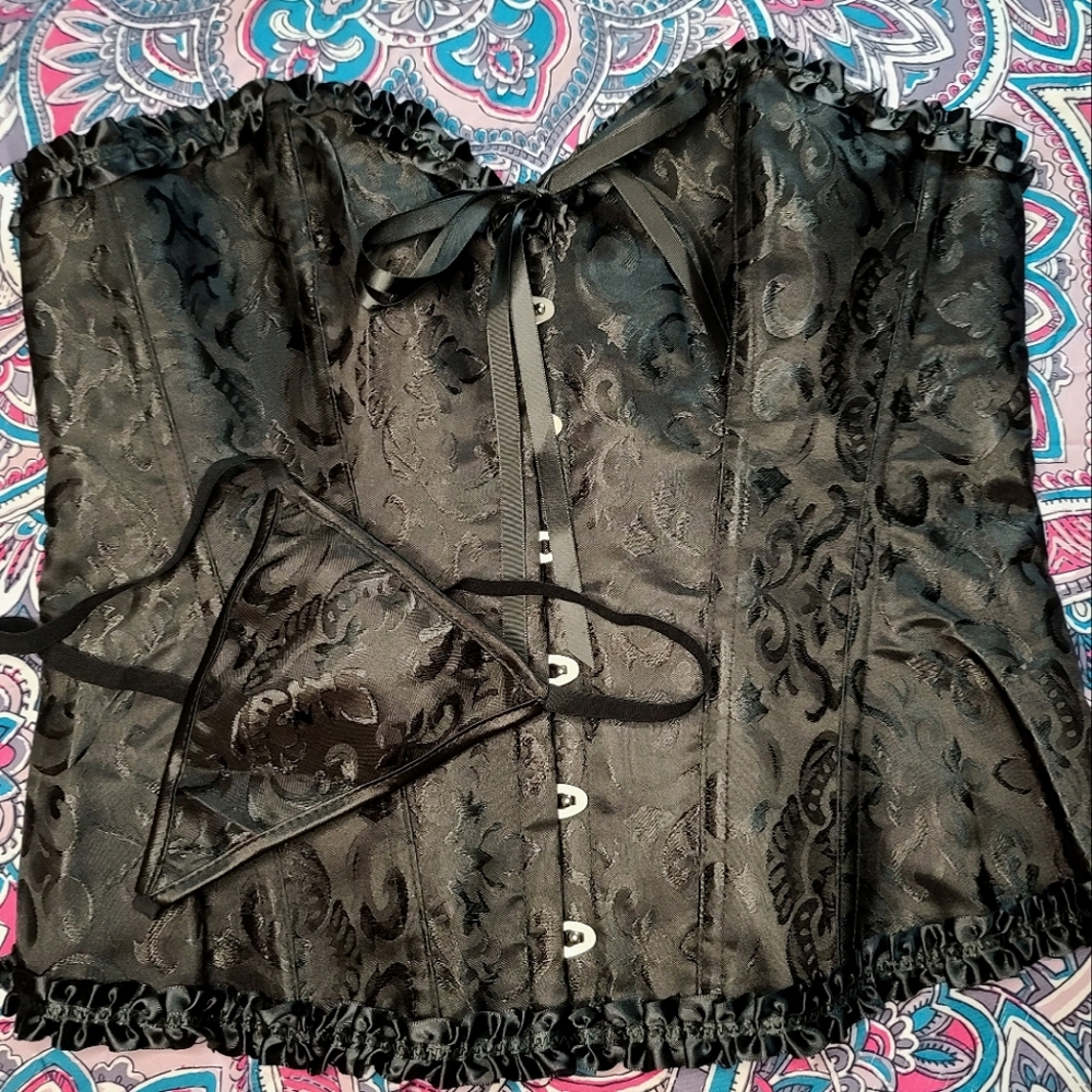 Black corset and panty set